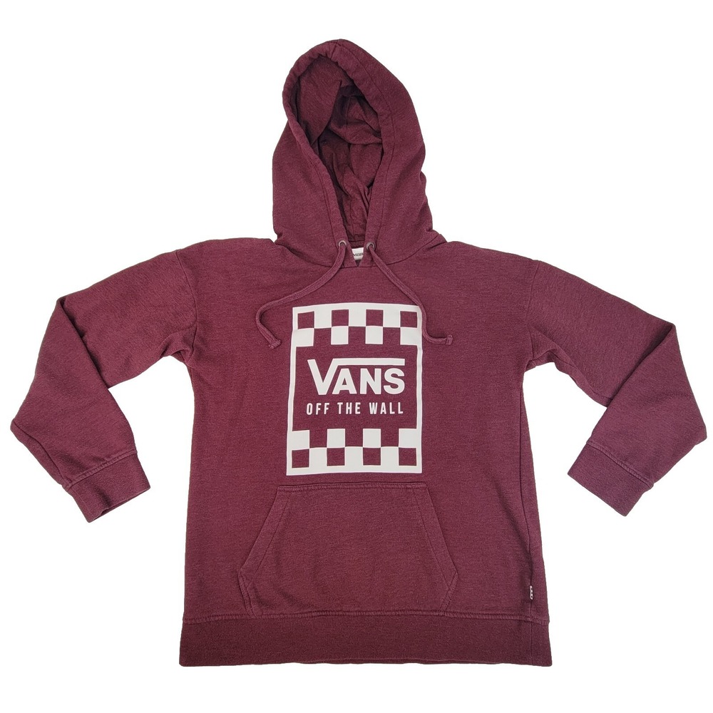 Vans Hoodie Medium Burgundy Red Off The Wall Hooded Sweatshirt Sweater Skate